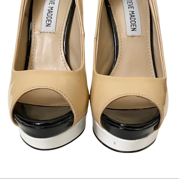 Steve Madden Riottt Color Block Peep Toe Heels - Picture 3 of 14